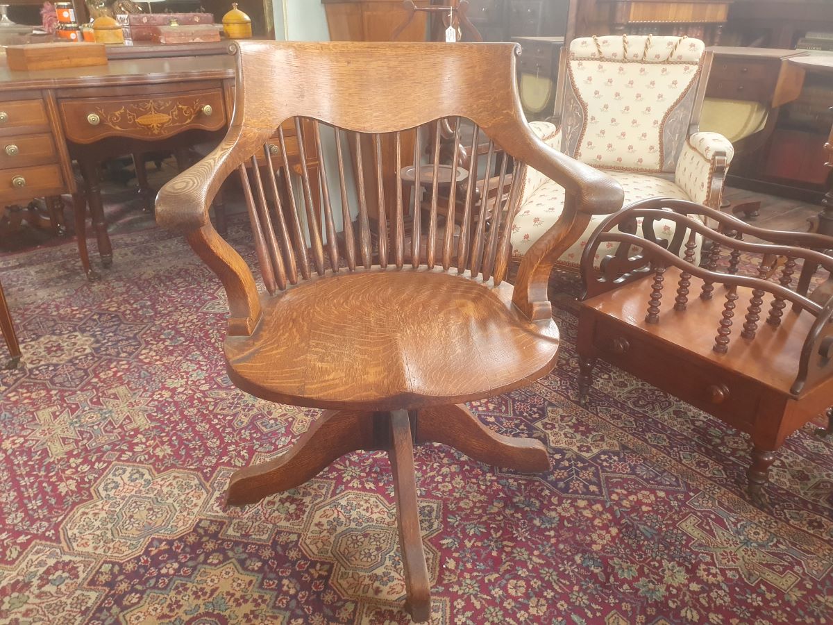 Late Victorian/Edwardian Light Oak Desk Chair